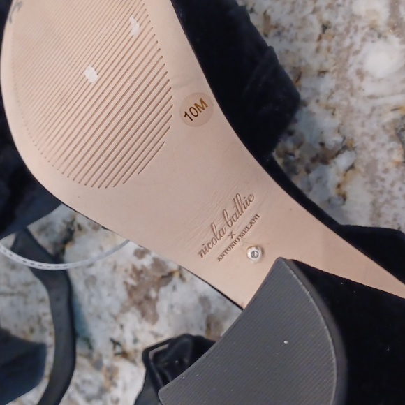 NEW Antonio Melani x Nicola Bathie Emilia Velvet Rose Platform Dress Sandals - Picture 9 of 10